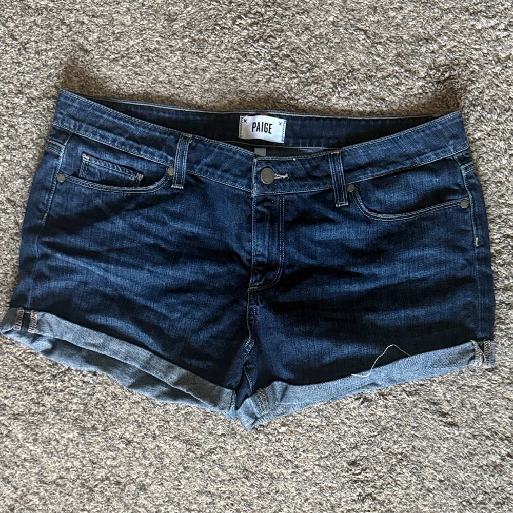 PAIGE Women's Deep Indigo Jean Shorts